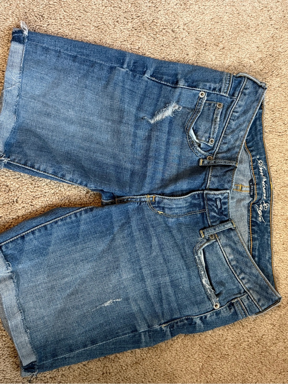 American Eagle Outfitters Blue Distressed Denim Shorts